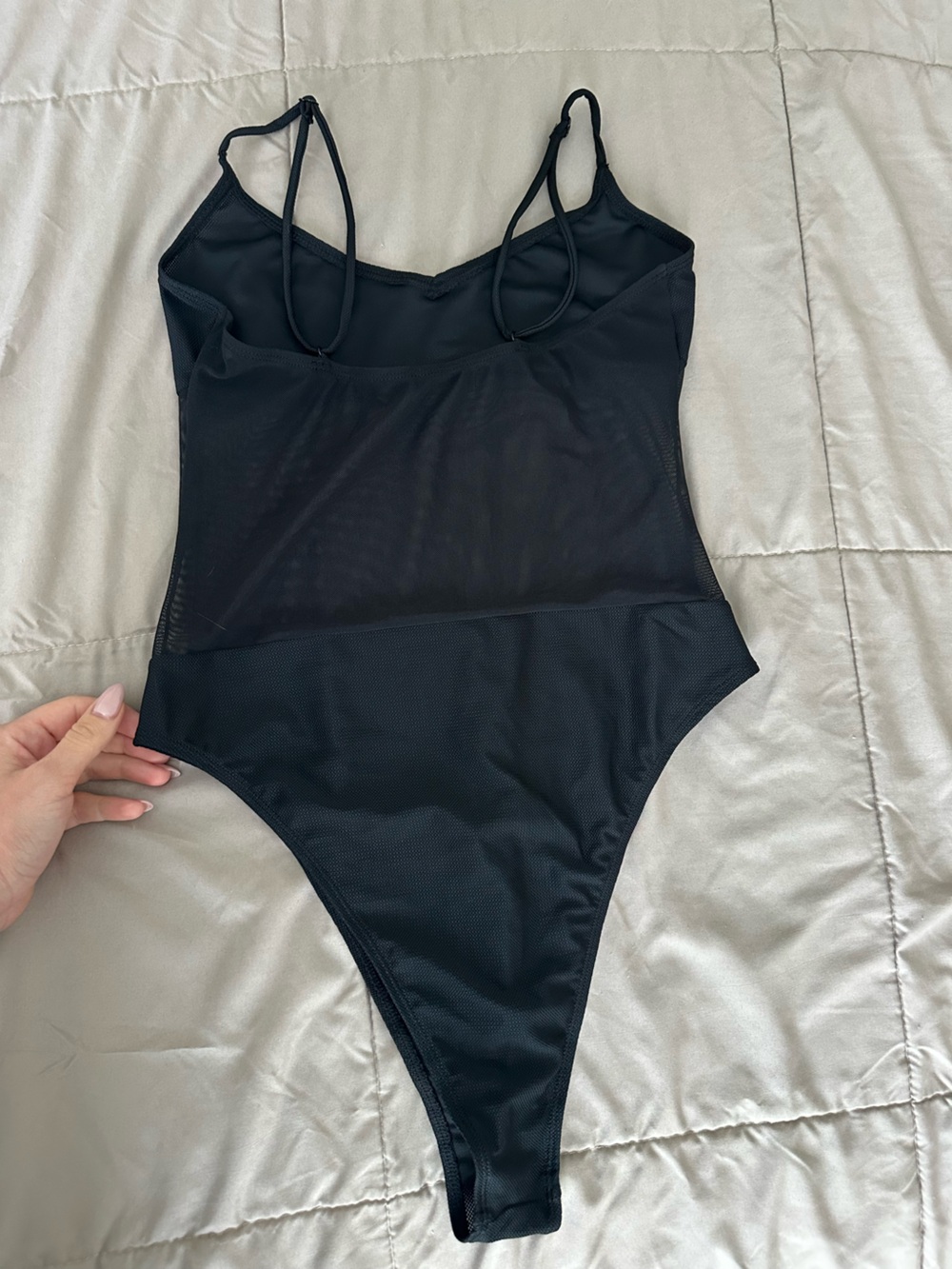 New, Black Mesh Panel One-Piece Swimsuit - Women Swim - Picture 3 of 4